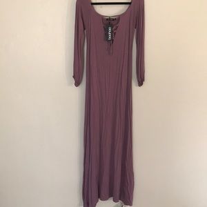 Tie lace up shoulder maxi dress